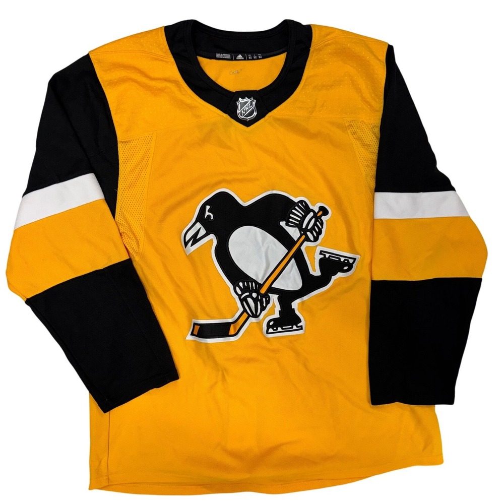 Adidas NHL Pittsburgh‎ Penguins Jersey Yellow Black Men's Size 52 Climalite